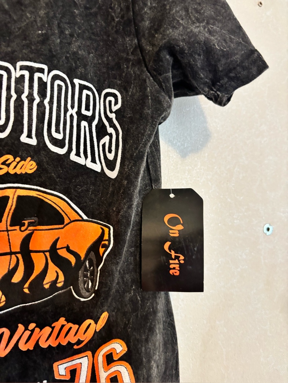 On Fire | Black Tee Dress with Orange Classic Car Graphic | Size Large - Picture 4 of 6